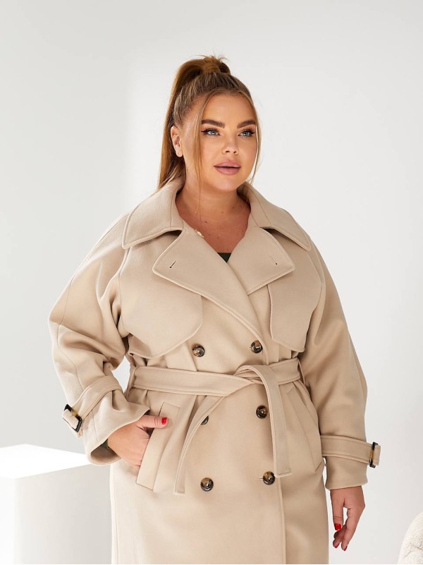 Тепле пальто кашемірове молочного кольору 29658