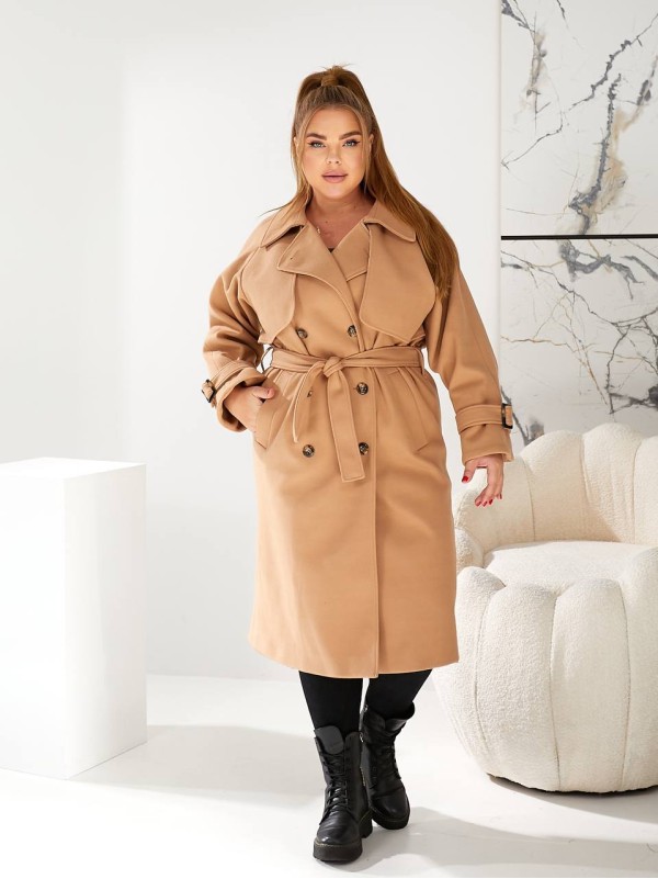 Тепле пальто кашемірове бежевого кольору 29659