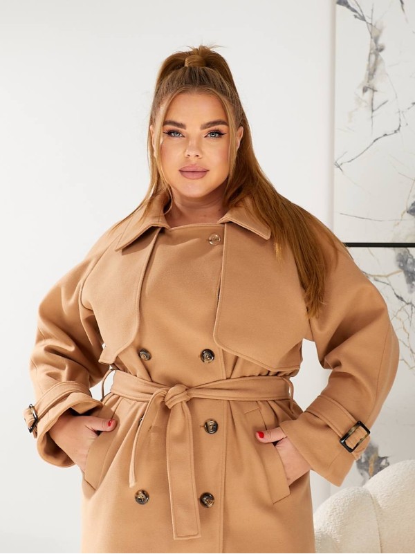 Тепле пальто кашемірове бежевого кольору 29659