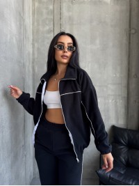 Жіночий спортивний костюм флісовий чорного кольору 29732