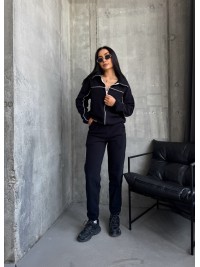 Жіночий спортивний костюм флісовий чорного кольору 29732