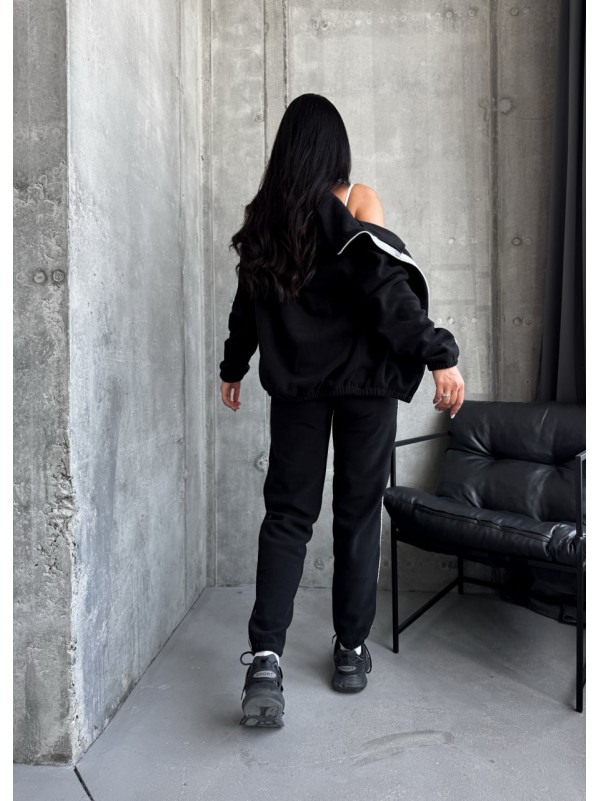 Жіночий спортивний костюм флісовий чорного кольору 29732