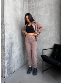 Жіночий спортивний костюм флісовий кавового кольору 29734