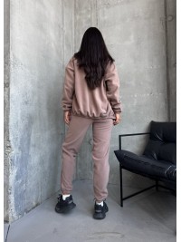 Жіночий спортивний костюм флісовий кавового кольору 29734