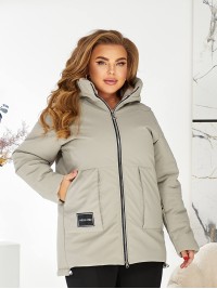 Жіноча зимова куртка з капюшоном бежевого кольору 29756