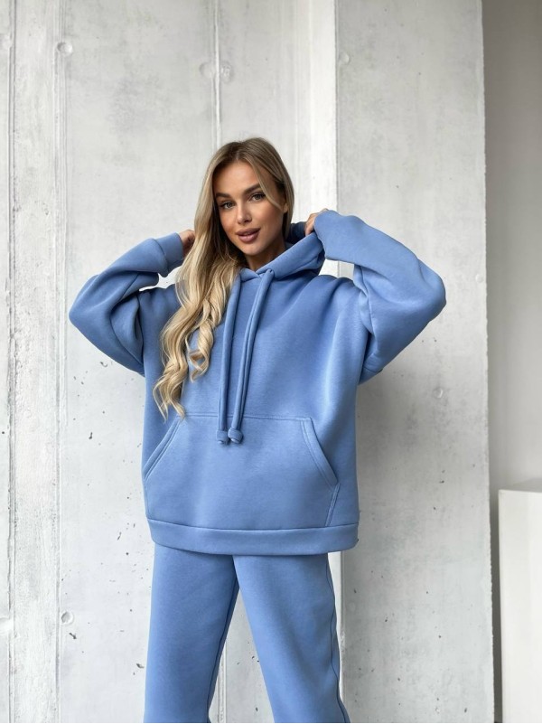Жіночий спортивний костюм з капюшоном блакитного кольору 29759