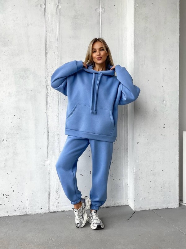 Жіночий спортивний костюм з капюшоном блакитного кольору 29759