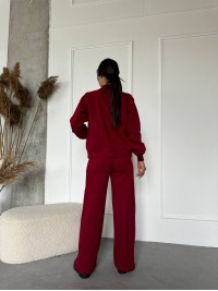 Жіночий теплий костюм на змійці бордового кольору 29777