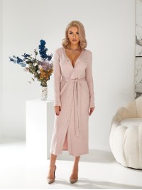 В'язана сукня міді на гудзиках пудрового кольору 29787