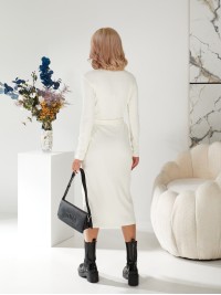 В'язана сукня міді на гудзиках молочного кольору 29788