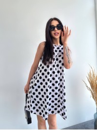 Легка літня сукня в горох бiлого кольору 32078